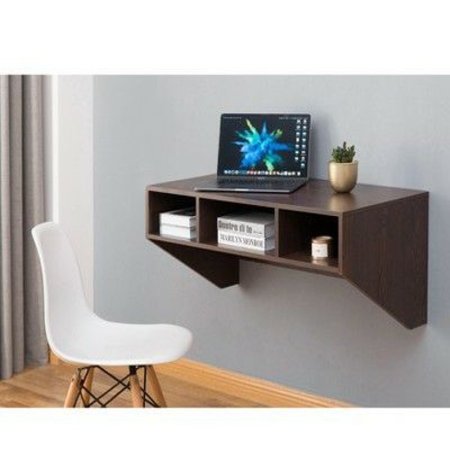 Executive Desks * | Basicwise Wall Mounted Home Office Furniture Set