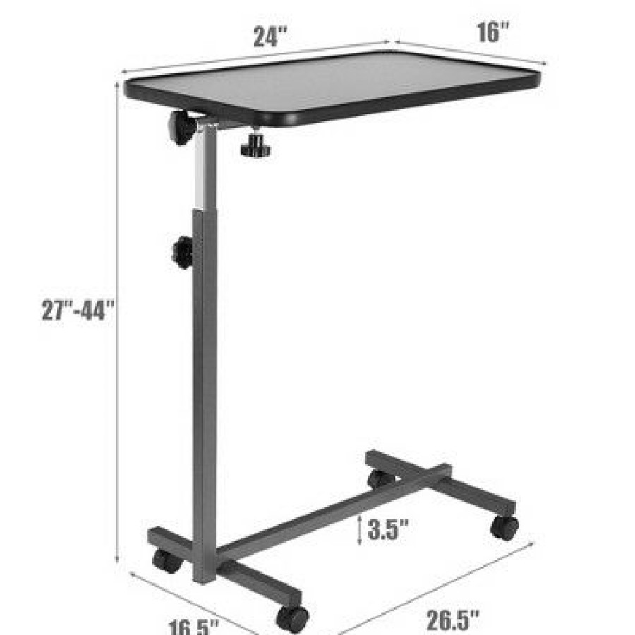 Computer Desks * | Costway Overbed Rolling Table Over Bed Laptop Tray Tilting Top Gary