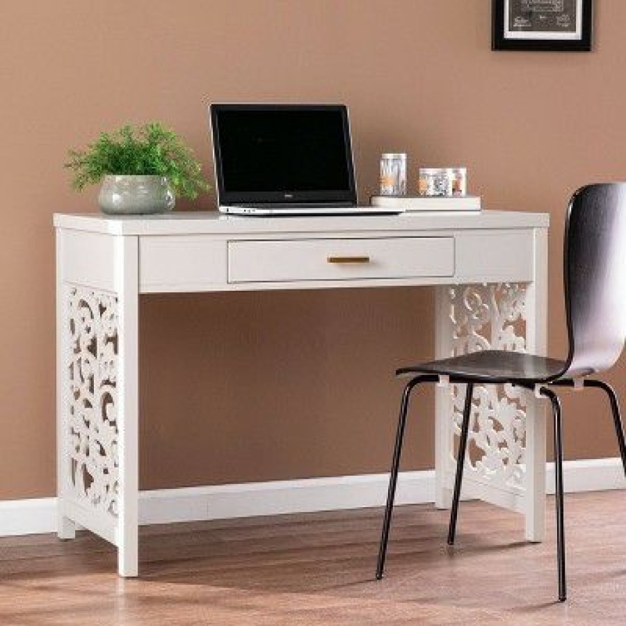 Executive Desks * | Lausk Desk With Storage Light Gray Aiden Lane