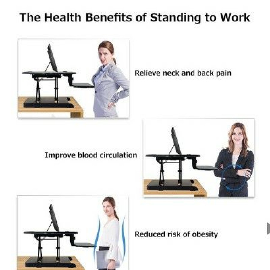 Executive Desks * | Costway Electric Standing Desk Height Adjustable Tabletop Sit To Stand Riser Monitor