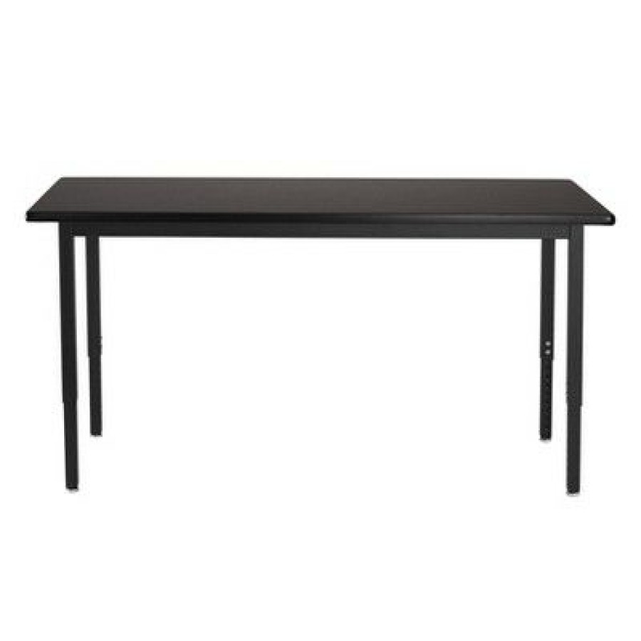 Drafting Tables * | Heavy Duty Height Adjustable Table Black Frame/Black Top National Public Seating