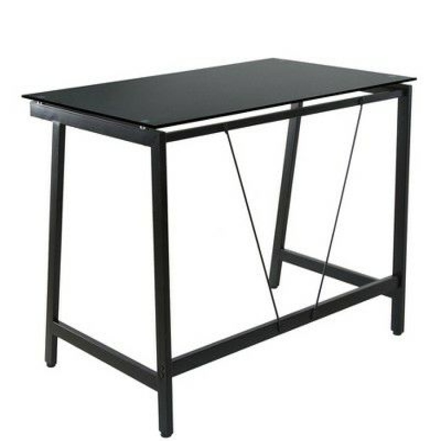 Executive Desks * | Contemporary Glass Writing Desk, Steel Frame Onespace