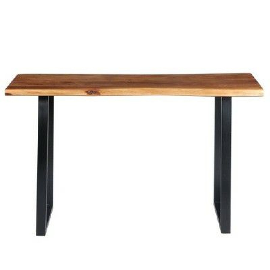 Executive Desks * | Wooden Live Edge Desk With Metal Sled Leg Support Brown/Black The Urban Port