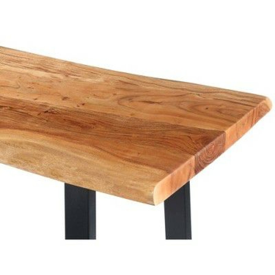 Executive Desks * | Wooden Live Edge Desk With Metal Sled Leg Support Brown/Black The Urban Port