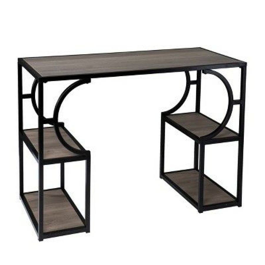 Executive Desks * | Vikrin Writing Desk With Storage Natural/Black Aiden Lane