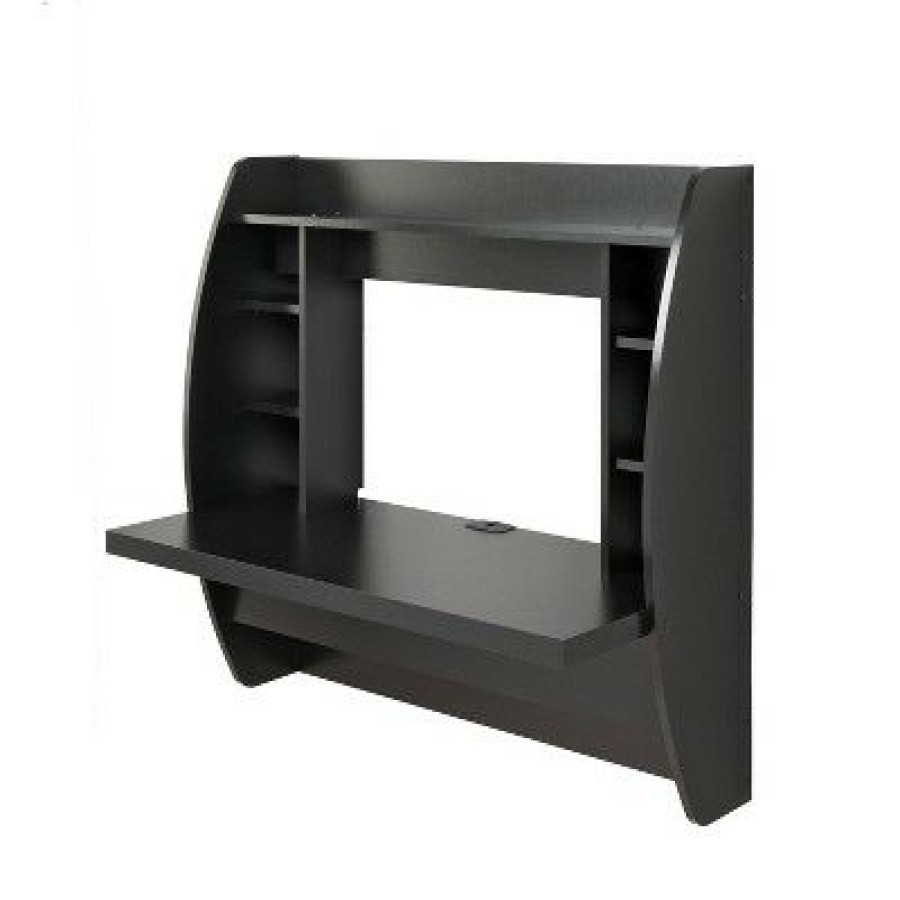 Executive Desks * | Floating Desk With Storage Black Prepac