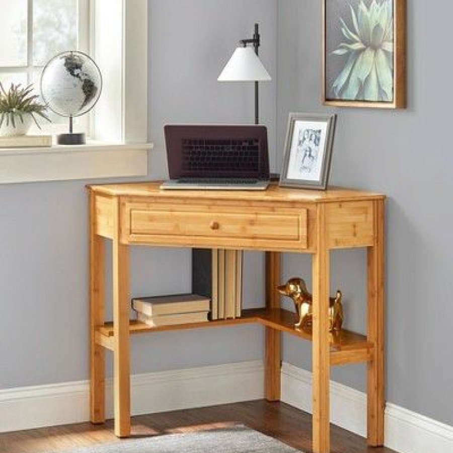 Corner Desks * | Bamboo Corner Desk Wood Buylateral