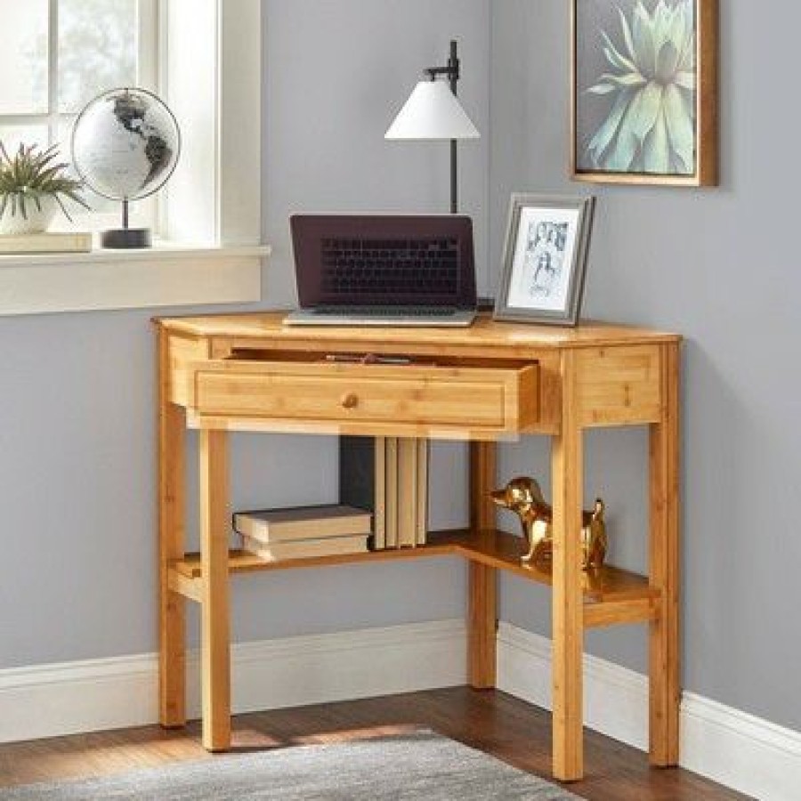 Corner Desks * | Bamboo Corner Desk Wood Buylateral