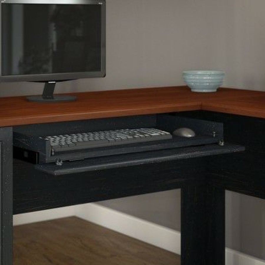 Executive Desks * | L Shaped Fairview Desk Antique Black Bush Furniture