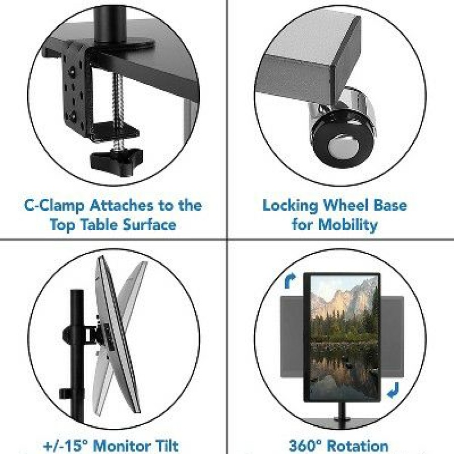 Executive Desks * | Mount-It! Rolling Sit-Stand Computer Workstation With Monitor Mount Silver (Mi-7942)