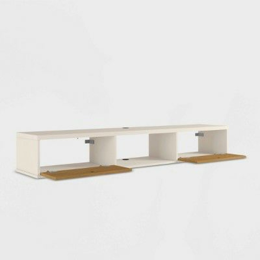 Executive Desks * | 62.99" Liberty Floating Office Desk Off White/Cinnamon Manhattan Comfort