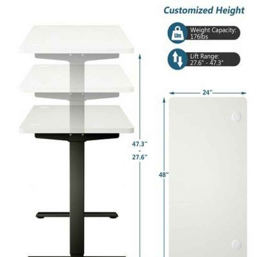 Executive Desks * | Costway Electric Standing Desk Sit To Stand Height Adjustable Dual Motor / /