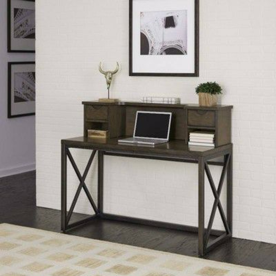 Executive Desks * | Xcel Office Desk With Hutch Brown Home Styles