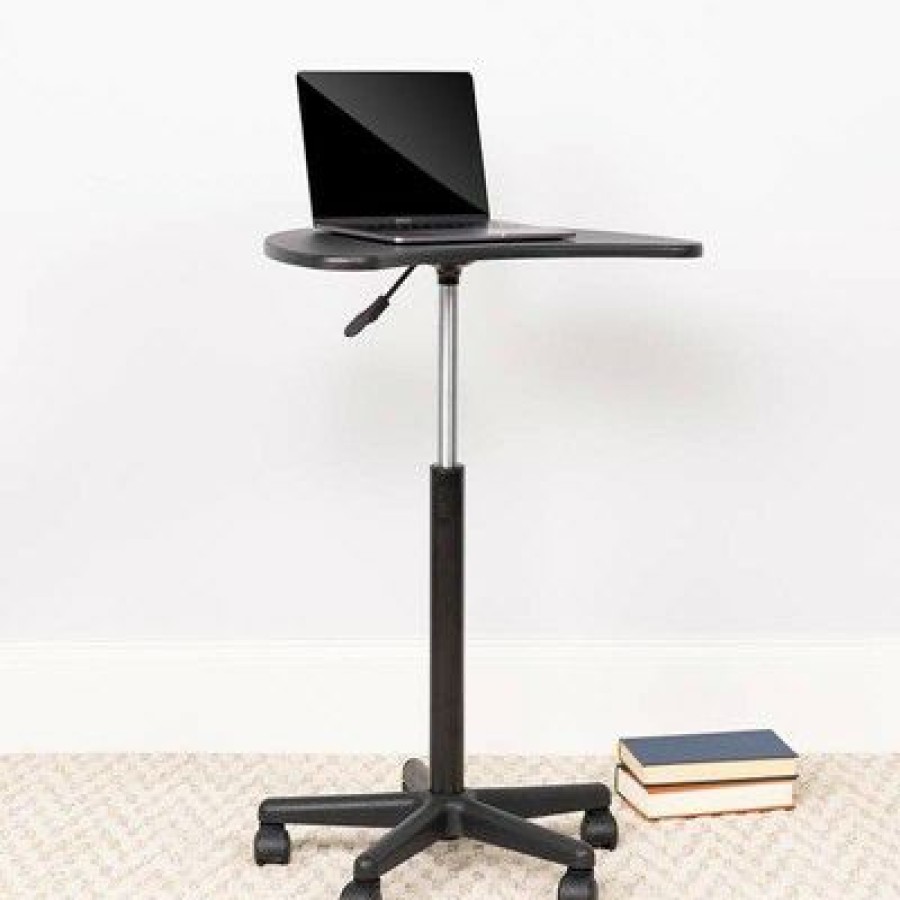 Computer Desks * | Adjustable Mobile Laptop Computer Desk With Black Top Flash Furniture