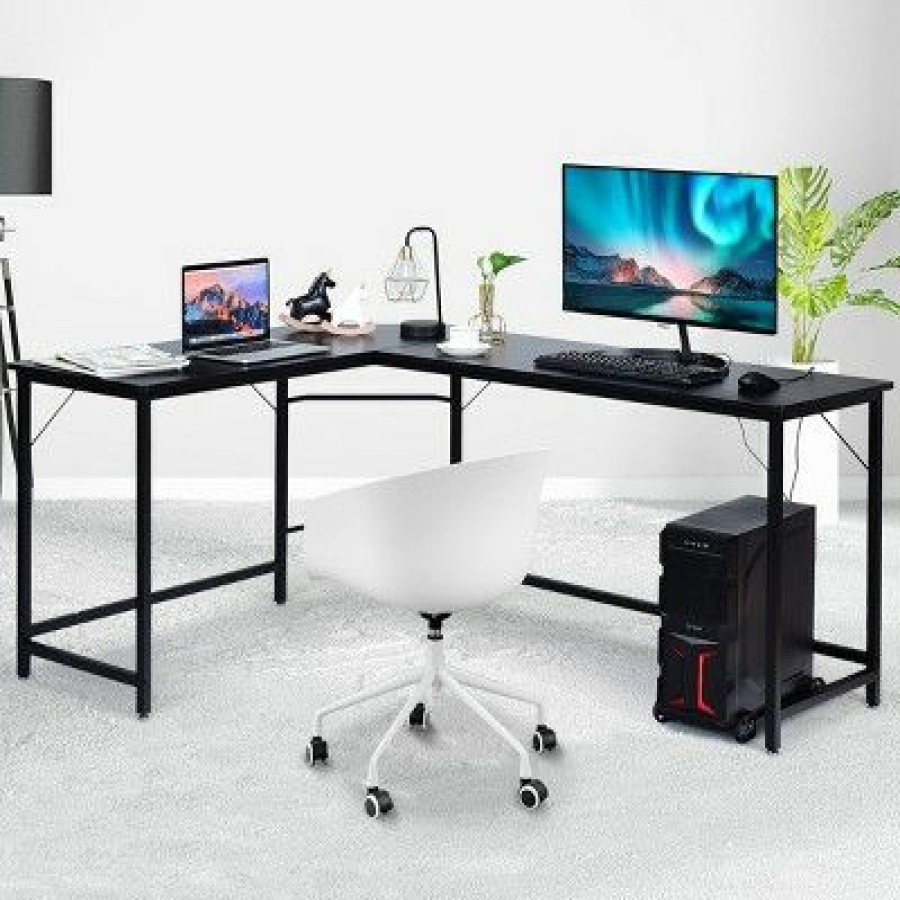 Executive Desks * | Costway L-Shaped Computer Desk Corner Workstation Study Gaming Table Home Office