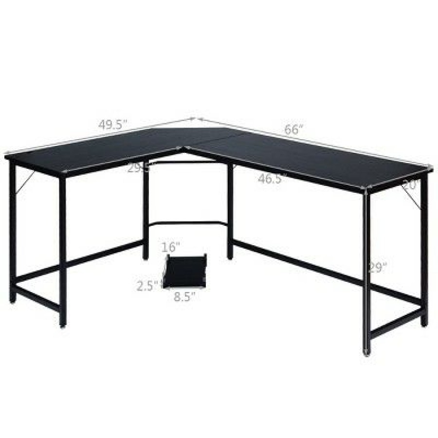 Executive Desks * | Costway L-Shaped Computer Desk Corner Workstation Study Gaming Table Home Office