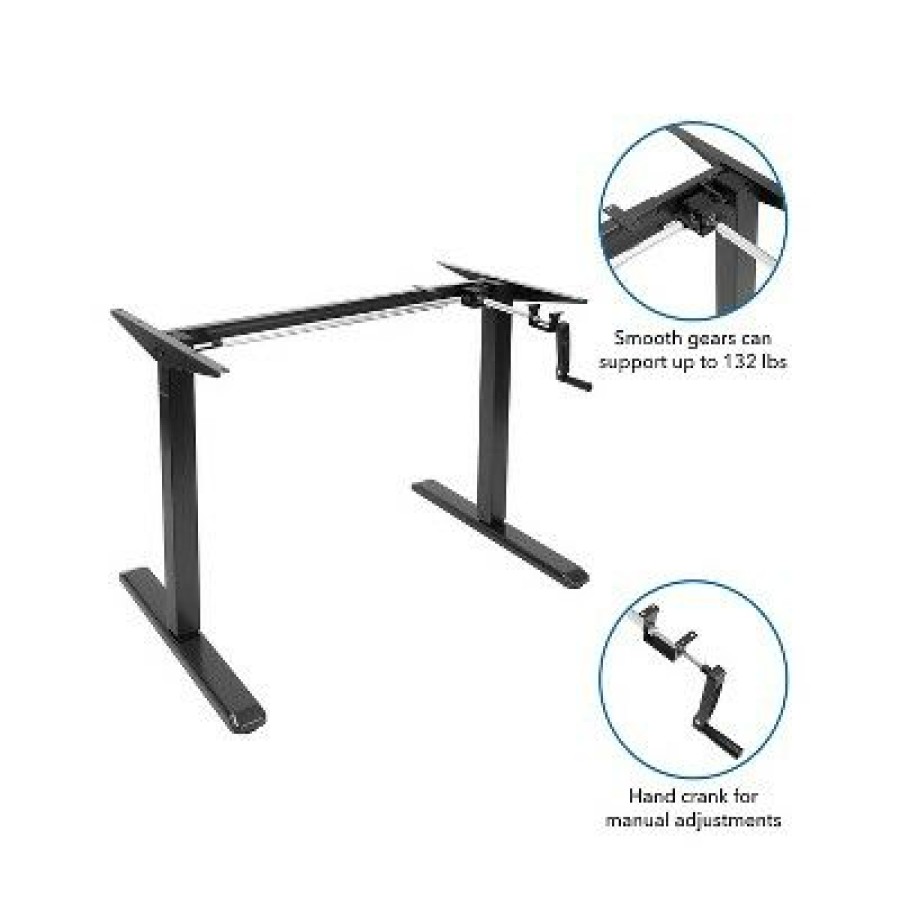 Executive Desks * | Mount-It! 30 -50 H Adjustable Hand Crank Sit-Stand Desk White/Black (Mi-18069)