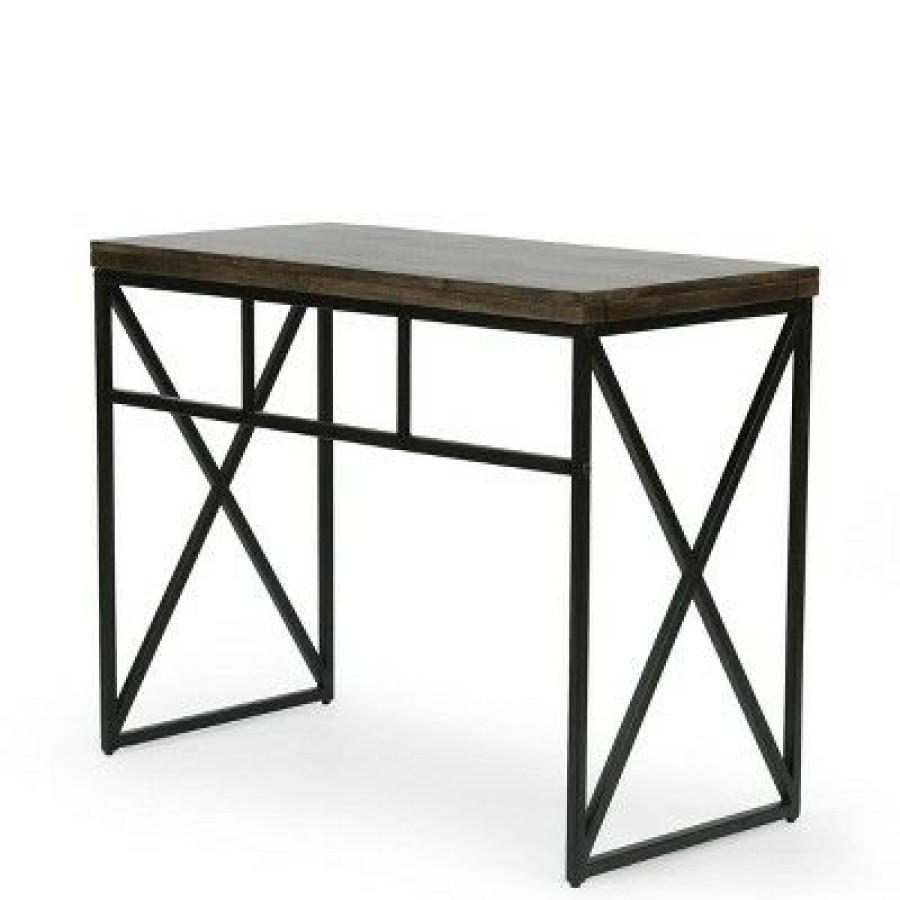 Executive Desks * | Screven Modern Industrial Handcrafted Mango Wood Desk Honey Brown/Black Christopher Knight Home