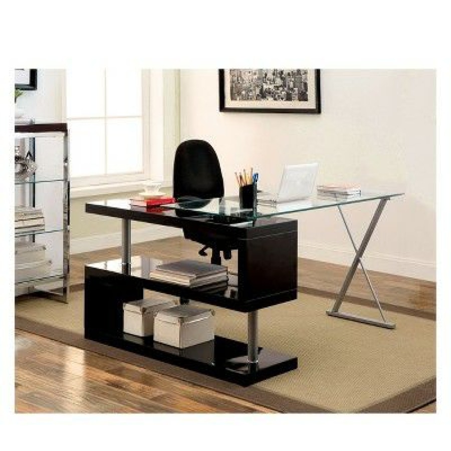 Executive Desks * | Nagini Swivel Computer Desk Glossy Black Homes: Inside + Out