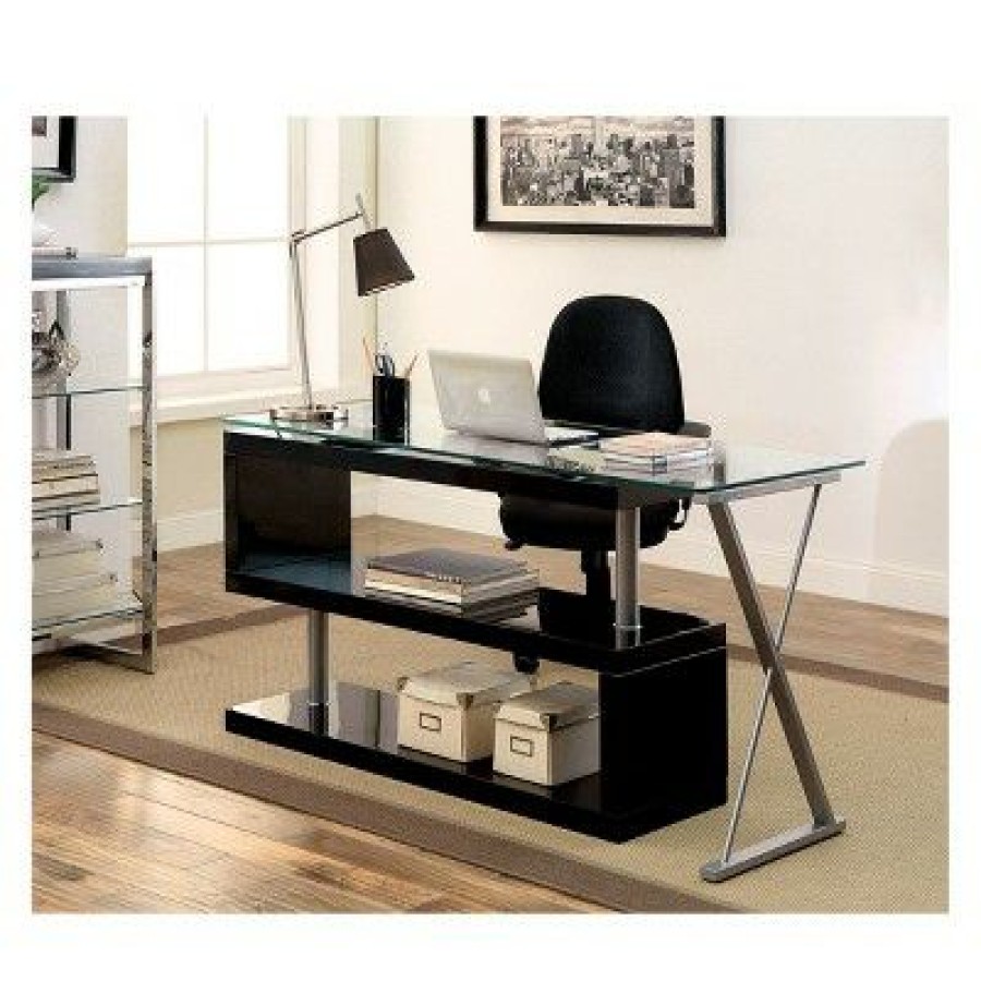 Executive Desks * | Nagini Swivel Computer Desk Glossy Black Homes: Inside + Out