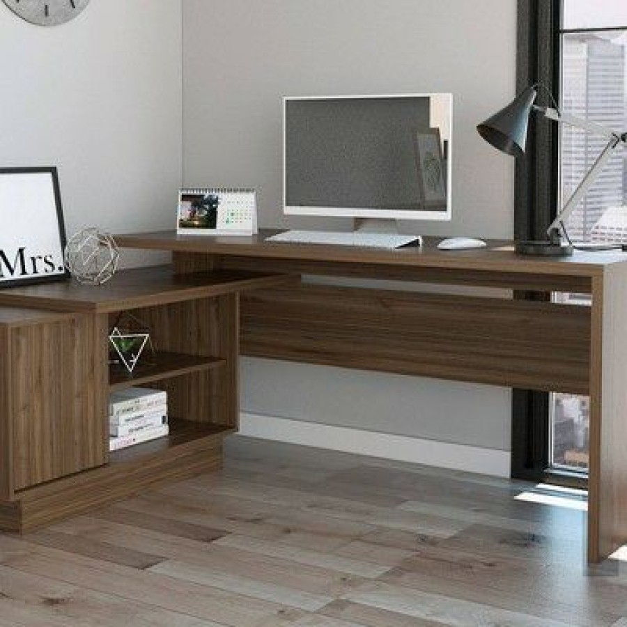 Executive Desks * | Emery L Shaped Desk Brown Rst Brands