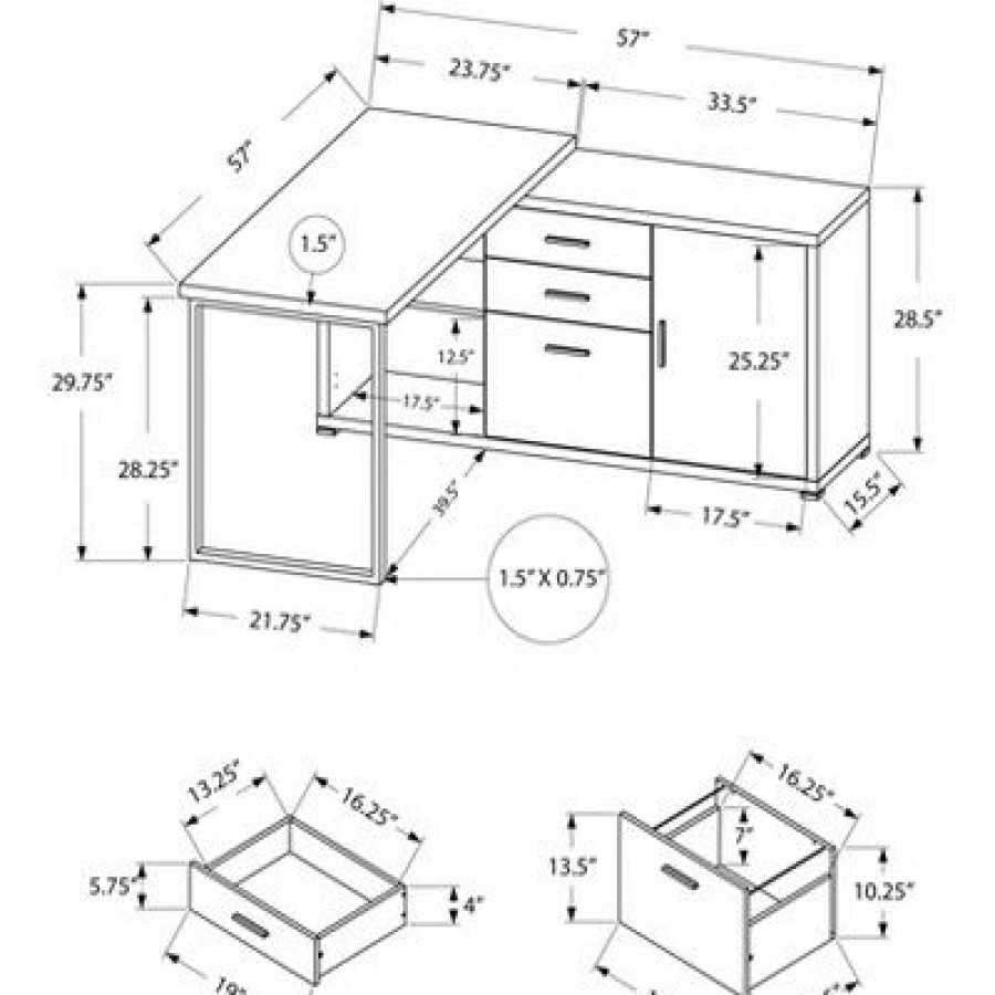 Executive Desks * | 60 Computer Desk Left Or Right Facing Everyroom