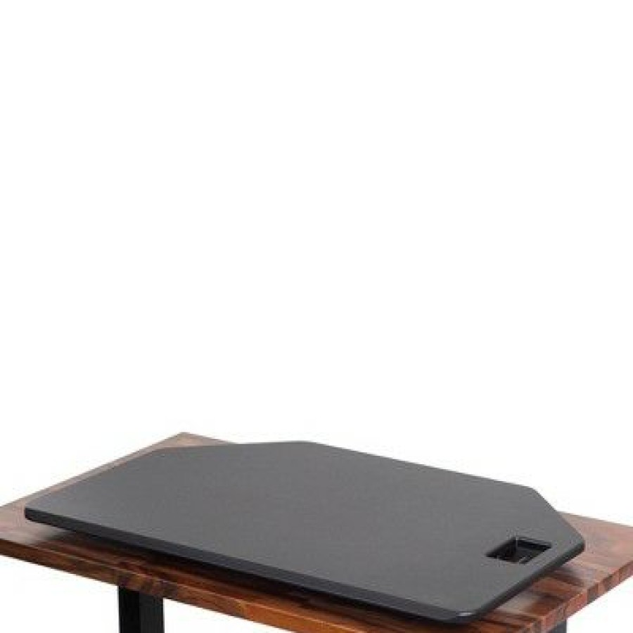 Executive Desks * | X-Elite Premier Corner Standing Desk Converter With Pneumatic Height Adjustment Black Stand Steady