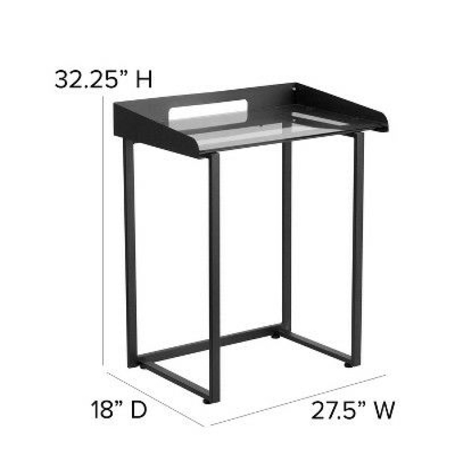 Executive Desks * | Contemporary Desk With Tempered Glass And Frame Clear Glass Top/Black Frame Riverstone Furniture Collection