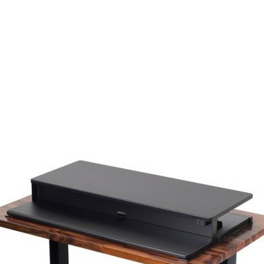 Executive Desks * | Flexpro Premier Electric Standing Desk Converter 40 Sit To Stand Workstation Black Stand Steady