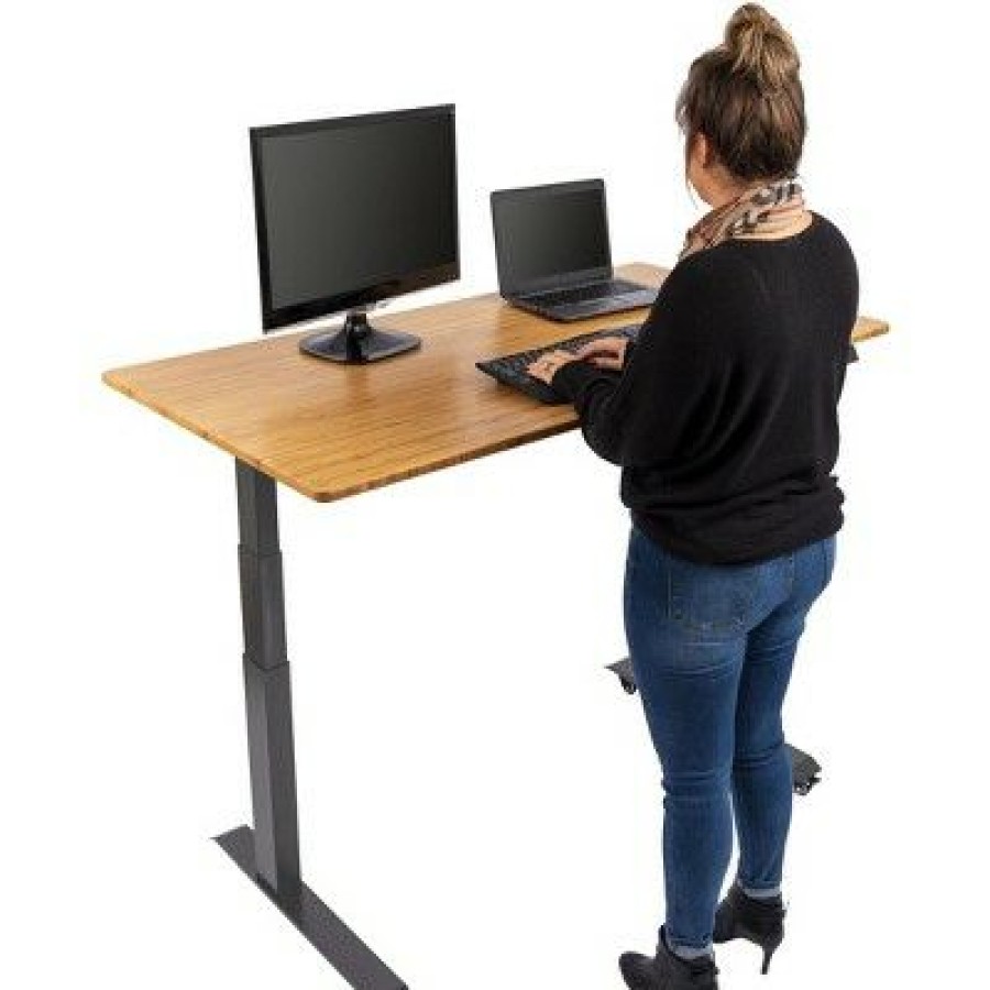 Executive Desks * | Stand Up Desk Store Solid Wood Top Electric Adjustable Height Standing Desk With Programmable Memory Charcoal Frame/Bamboo Top