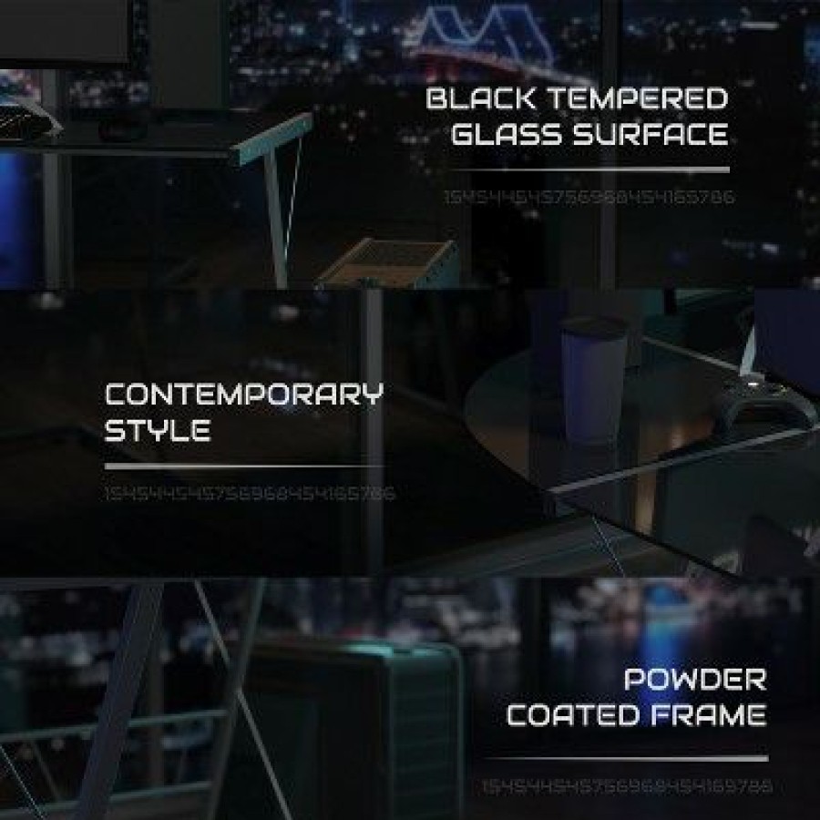 Computer Desks * | Blackarc L-Shaped Gaming Desk With Tempered Glass Top And Powder Coated Steel Frame