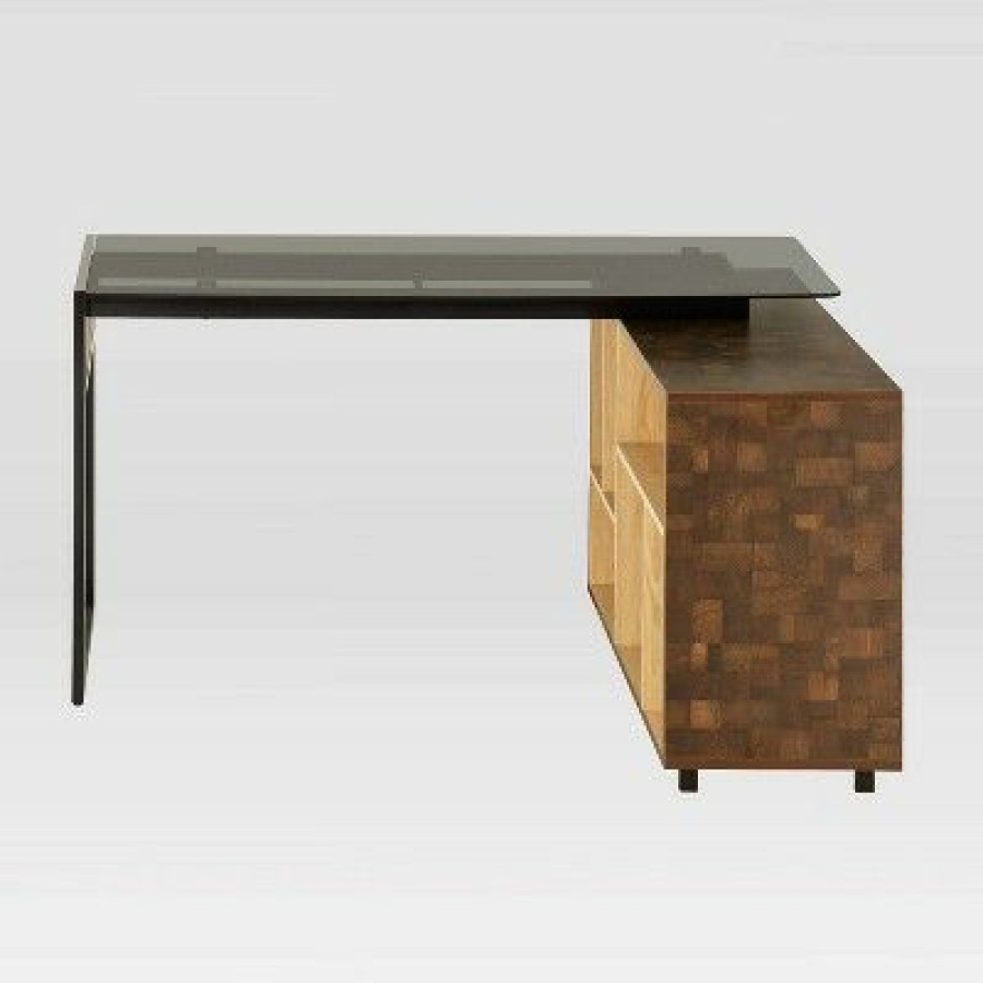 Executive Desks * | L Shaped Desk Oak Techni Mobili