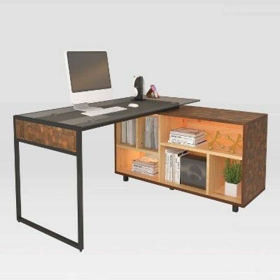 Executive Desks * | L Shaped Desk Oak Techni Mobili