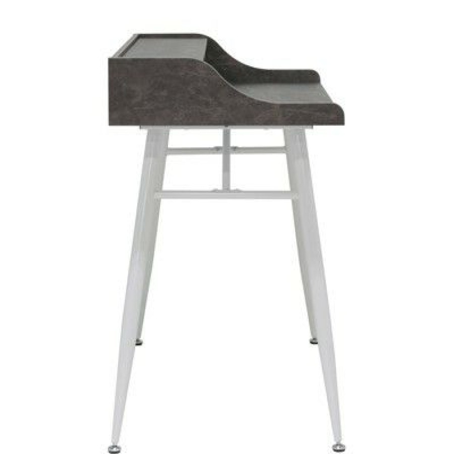 Executive Desks * | Studio Designs Woodford Modern 45 Inch Wide Wood Home Office Table Desk For Computer Or Laptop With Shelf Stand Storage Tray, Marbled Dark Grey