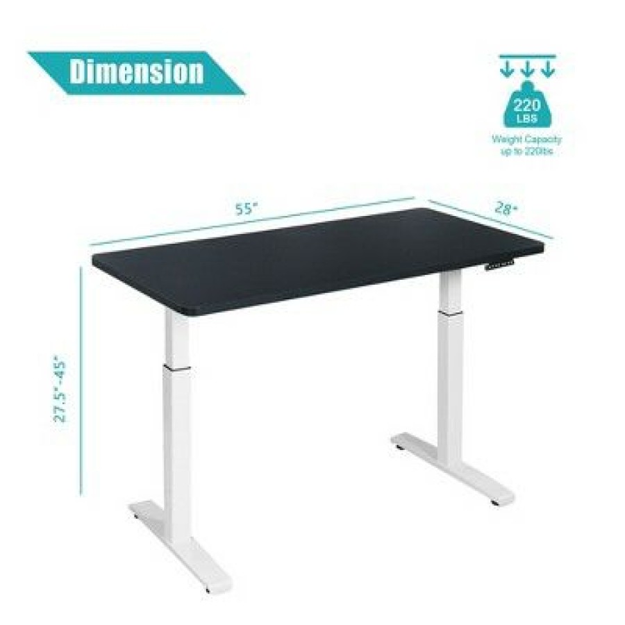 Executive Desks * | Costway Electric 55"X28" Standing Desk Sit To Stand Workstation Dual Motor