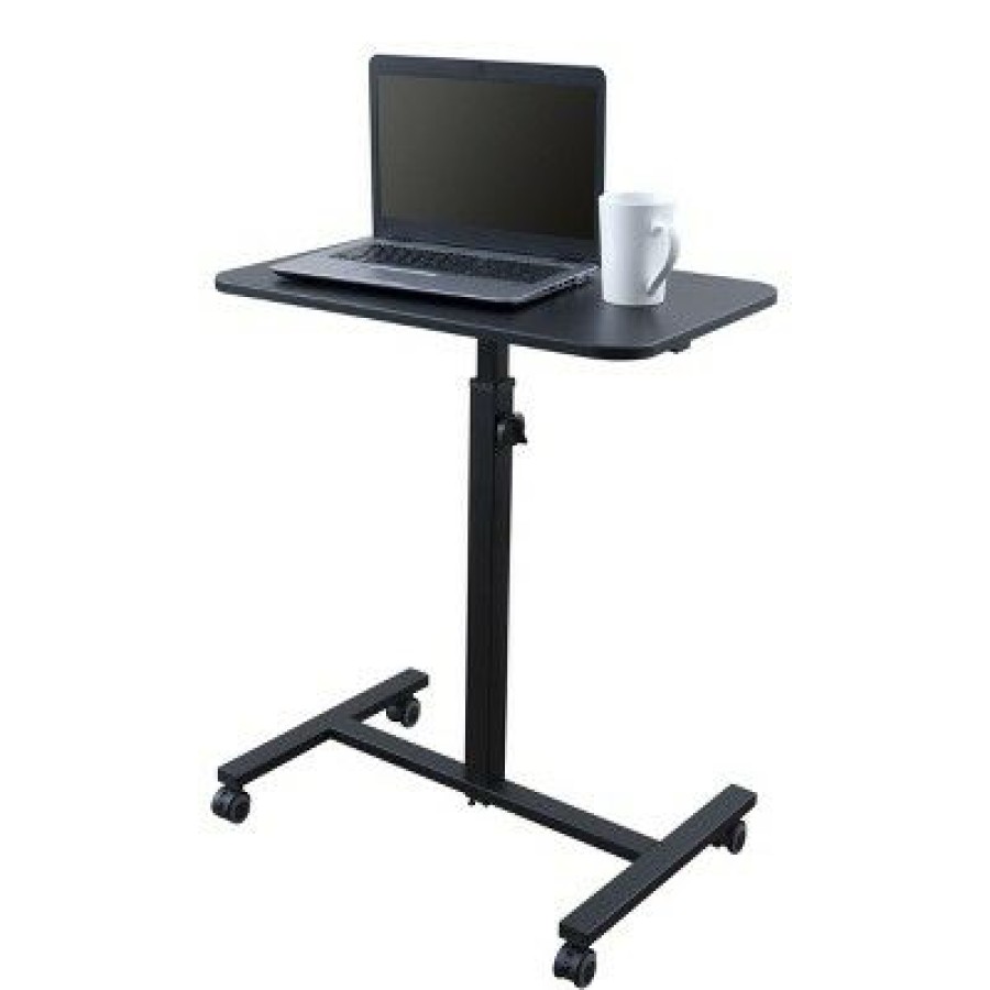 Computer Desks * | Stand Up Desk Store Height Adjustable Single Column Rolling Standing Desk Laptop Stand Black