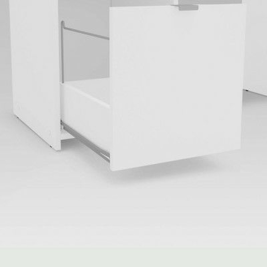 Executive Desks * | Bristol 3 Drawer Writing Desk With Shelf White Chique