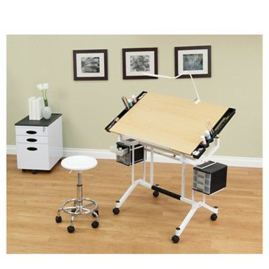 Drafting Tables * | Pro Craft Station White/Maple Studio Designs