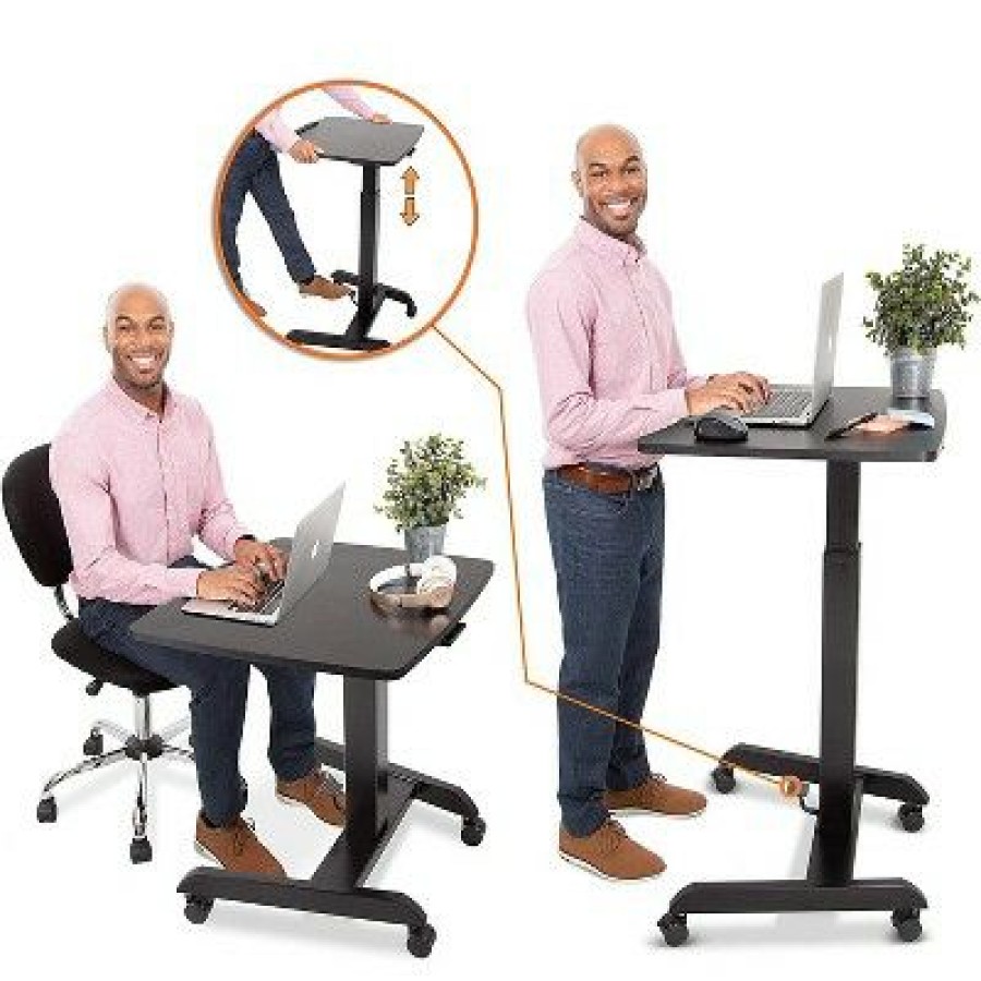 Computer Desks * | Cruizer 360 Tilting Mobile Podium With Pneumatic Height Adjustments Black Stand Steady