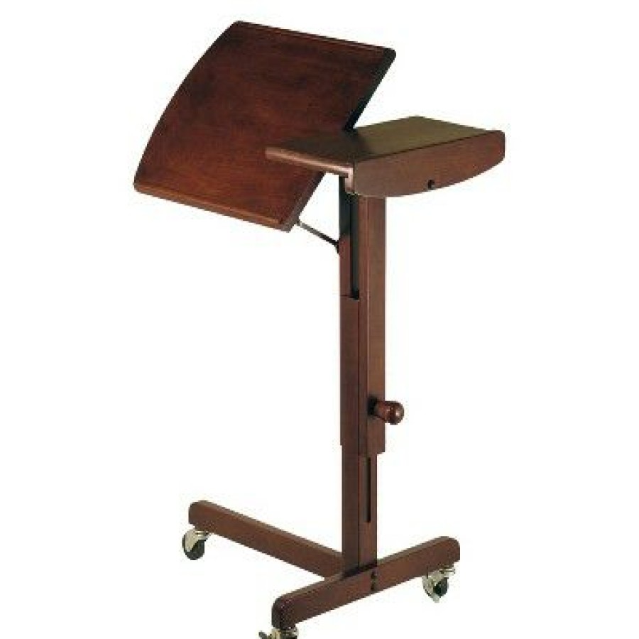 Computer Desks * | Adjustable Laptop Cart Walnut Finish Winsome