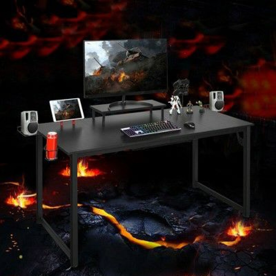 Computer Desks * | Costway 63" Gaming Desk W/ Monitor Shelf Tablet Board&Storage For Controller Speaker