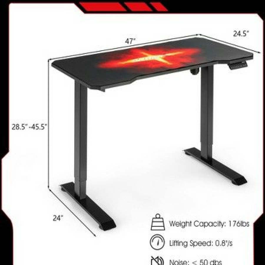 Executive Desks * | Costway Electric Standing Gaming Desk Sit To Stand Height Adjustable Splice Board