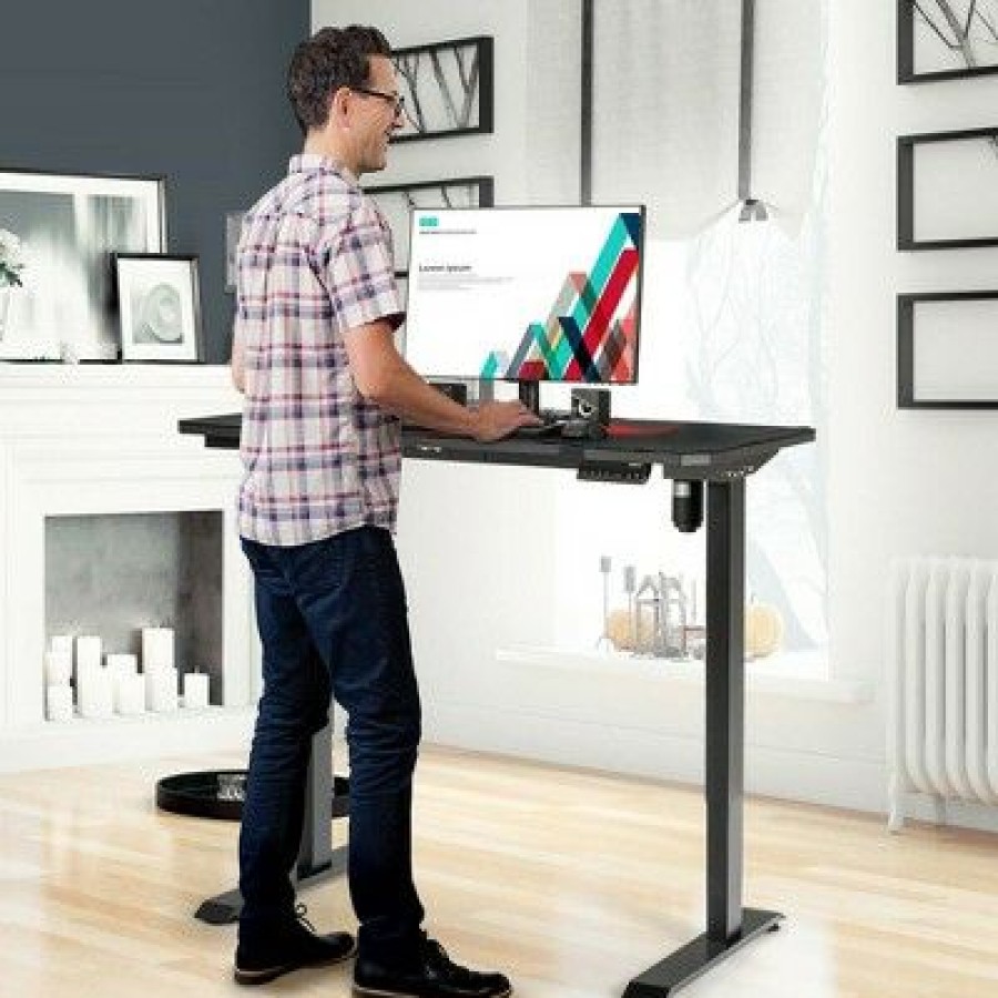 Executive Desks * | Costway Electric Standing Gaming Desk Sit To Stand Height Adjustable Splice Board