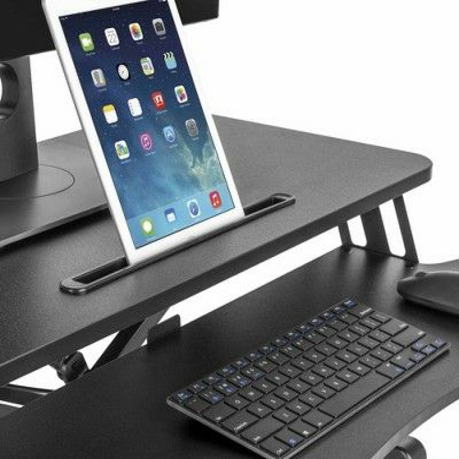 Executive Desks * | Flexpro Hero Standing Desk Converter 32" Sit To Stand Desk With Keyboard Tray Stand Steady