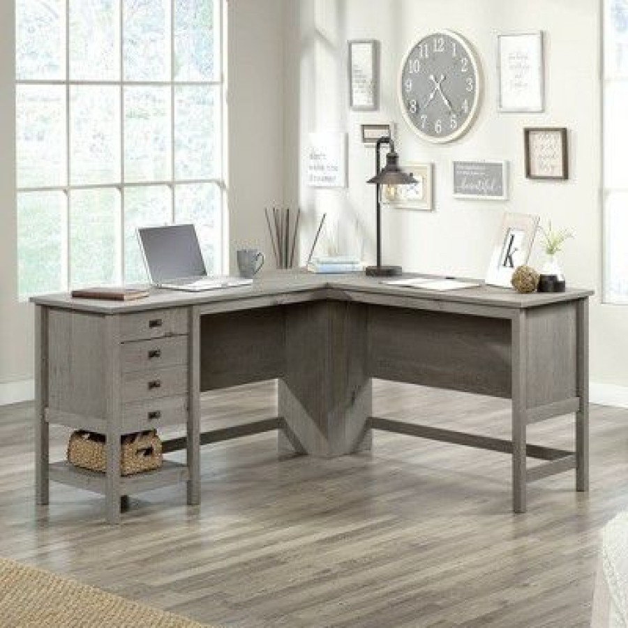 Executive Desks * | Cottage Road L-Shaped Desk Mystic Oak Sauder