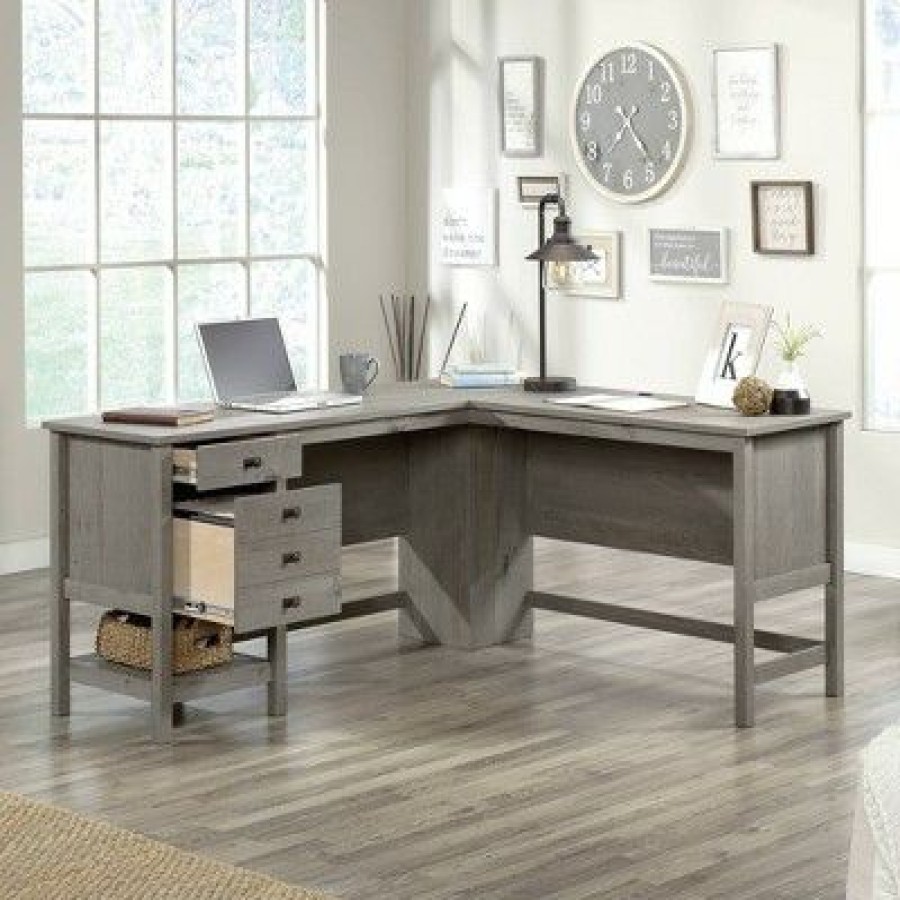 Executive Desks * | Cottage Road L-Shaped Desk Mystic Oak Sauder