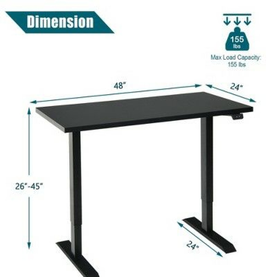 Executive Desks * | Costway 48" Electric Sit To Stand Desk Adjustable Standing Workstation W/Control