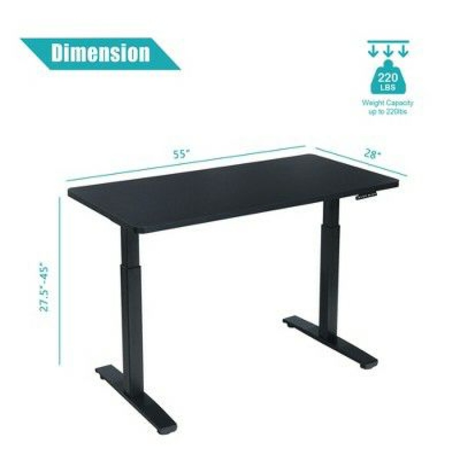 Executive Desks * | Costway 55"X28" Electric Standing Desk Sit To Stand Workstation Dual Motor