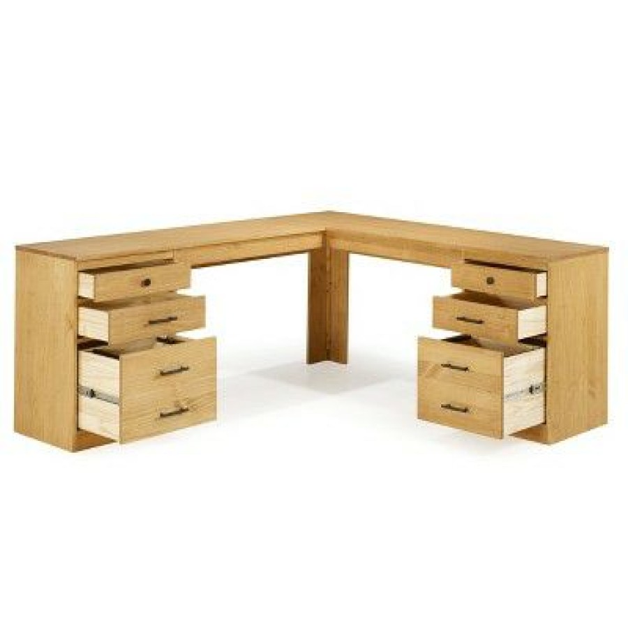 Corner Desks * | Vanessa L Shaped Desk Natural Linon