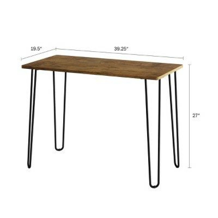 Executive Desks * | Lavish Home Desk With Hairpin Legs, Woodgrain-Look And Steel Accent, Brown